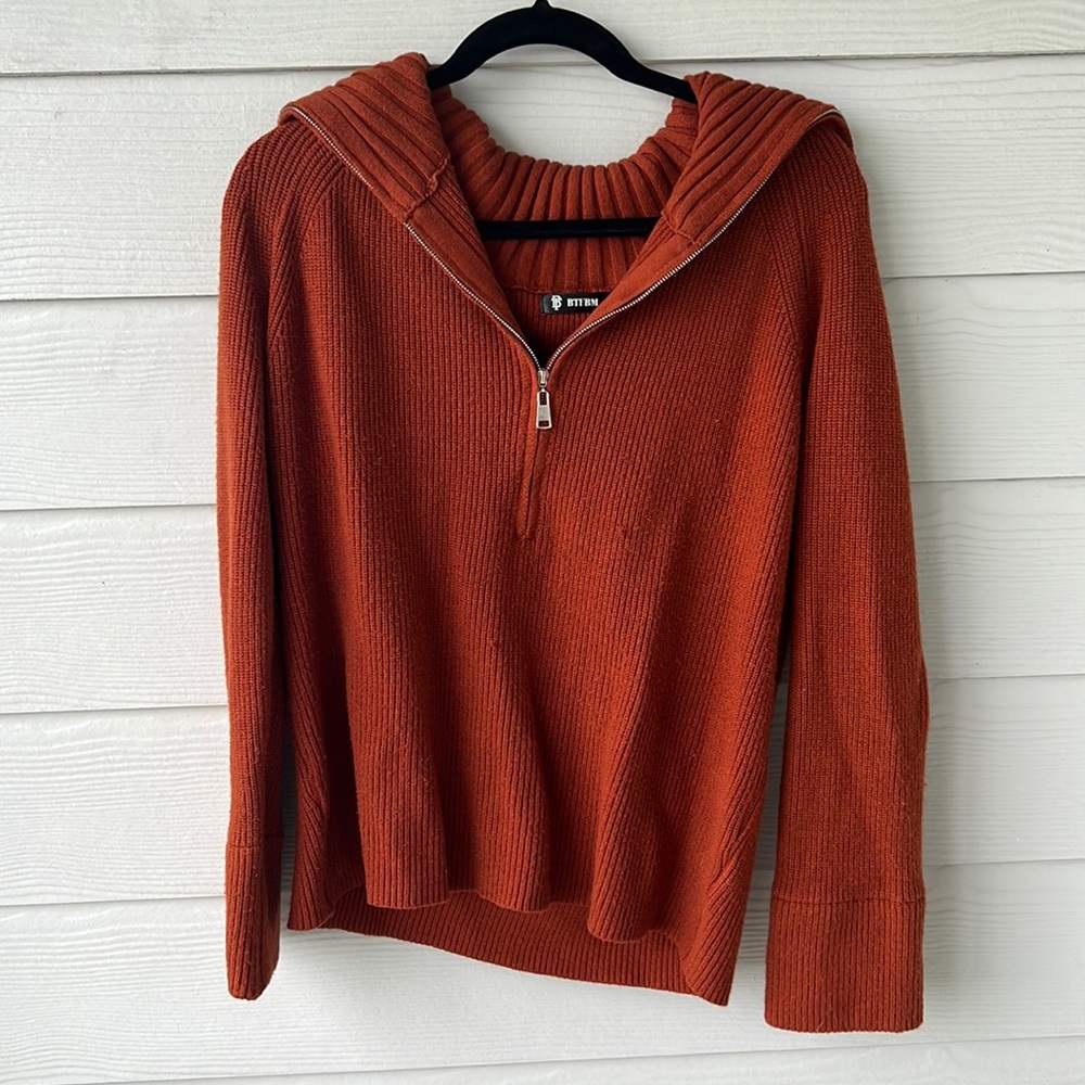 Quarter-zip sweater with folded shoulder